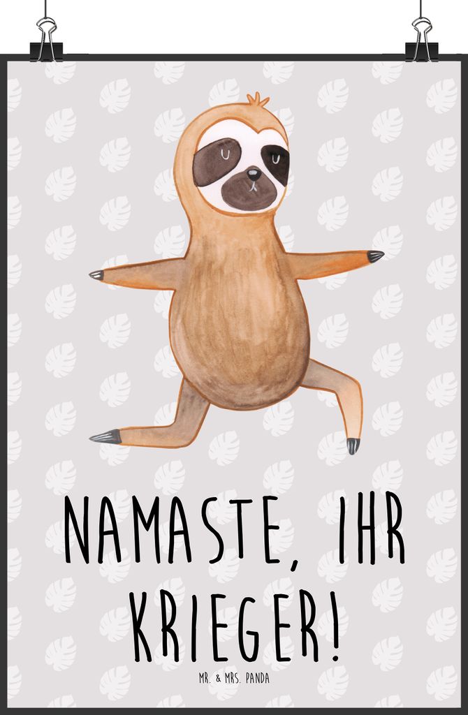 Mr. & Mrs. Panda Bild Faultier Yoga DIN A2 - Grau Pastell - Geschenk, Entspannung, Namaste, drucke, Yogaübungen, kunstdruck poster, Plakat, wandde...