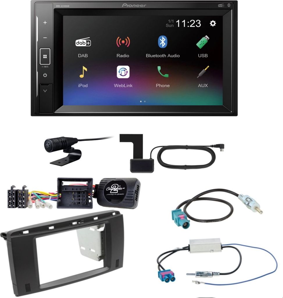 Pioneer DMH-A240DAB USB MP3 Bluetooth Digitalradio Einbauset für Mercedes R W251
