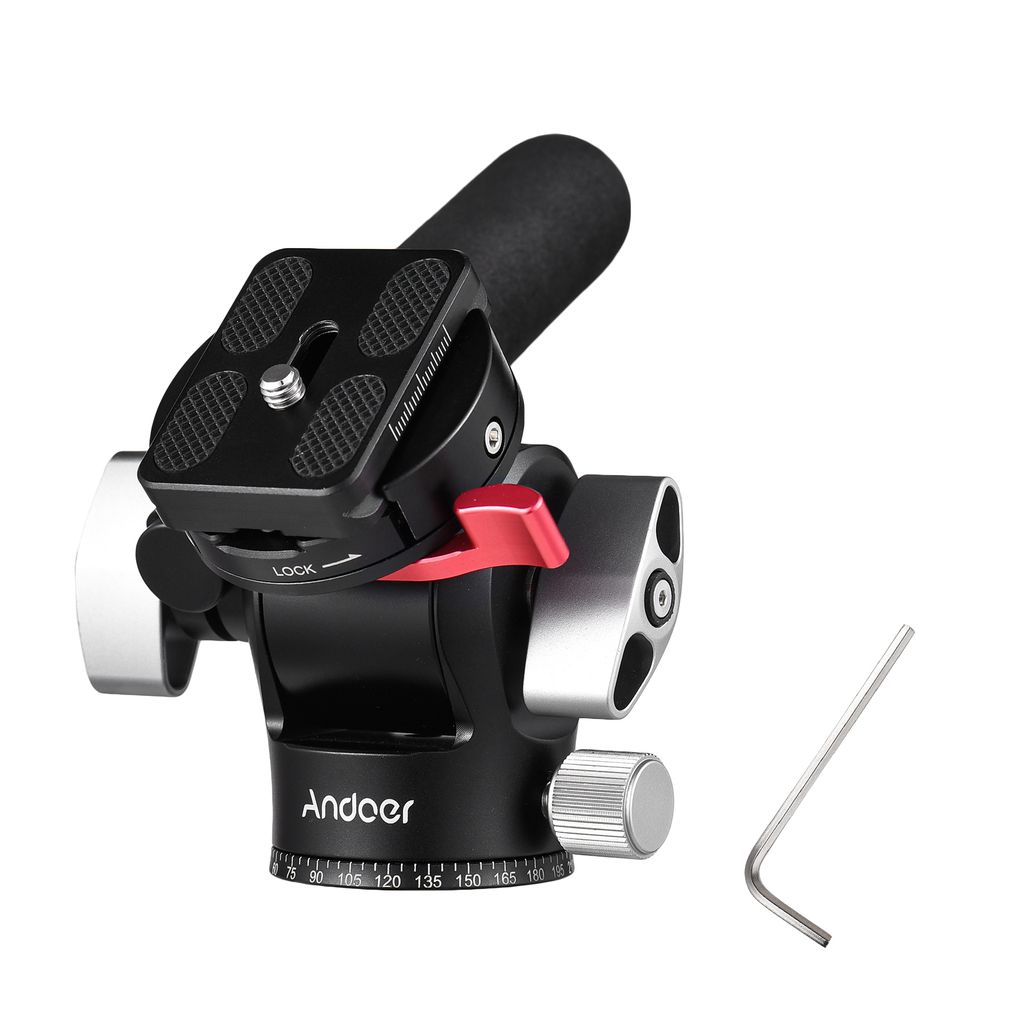 Andoer Kompakter Fluid-Video-Stativkopf, Panorama-Stativhalterung, Aluminiumlegierung, 10 kg/22 lbs Tragfaehigkeit, Kamera-Videokopf fuer Stativ, D...