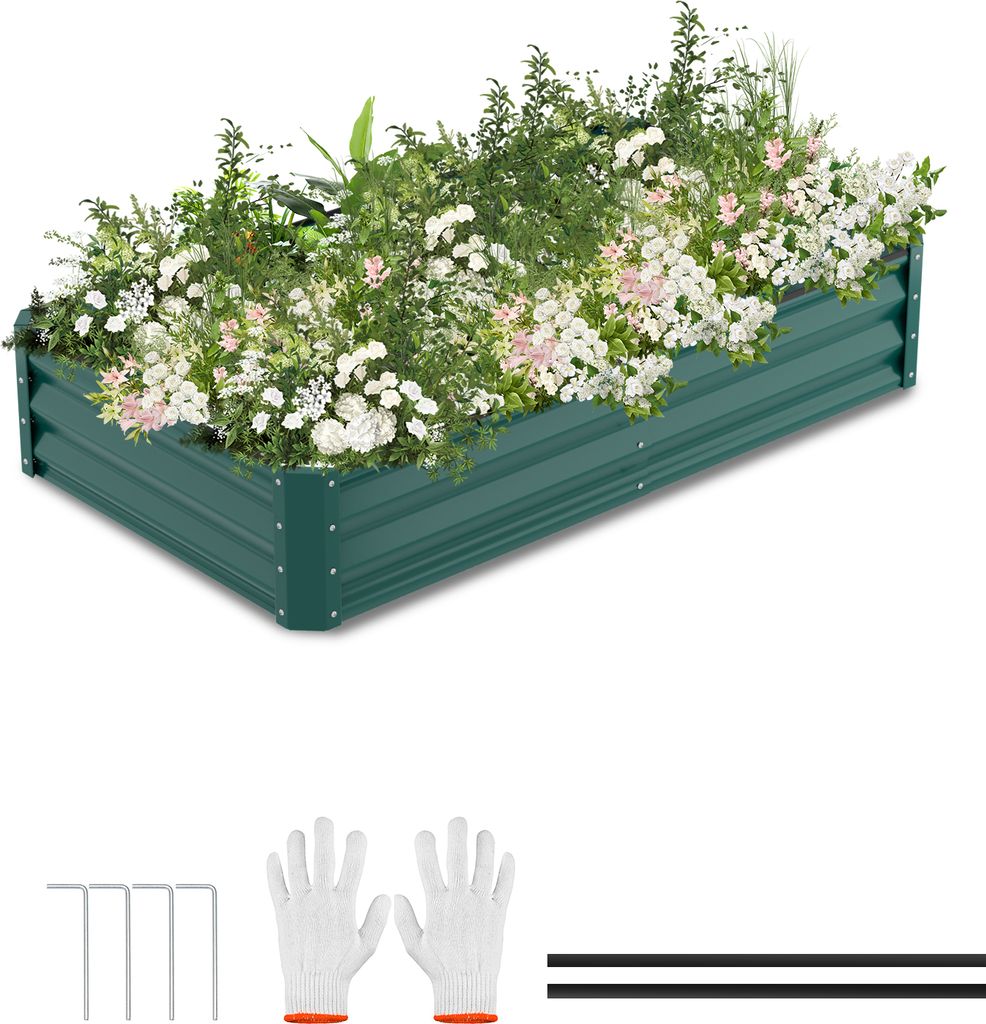 Clanmacy Hochbeet Gartenbeet, Pflanzkasten, Pflanzenbeet Kräuterbeet Pflanzkasten Aufsatzrahmen 160x90x30cm Grün