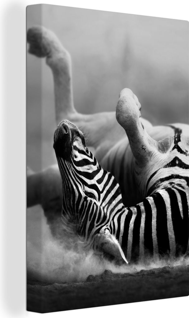 OneMillionCanvasses - Leinwandbilder - 90x140 cm, Zebra - Tiere - Schwarz - Weiß, Wandbilder Kunstdruck Wanddekoration - Foto auf Leinwand - Gem...