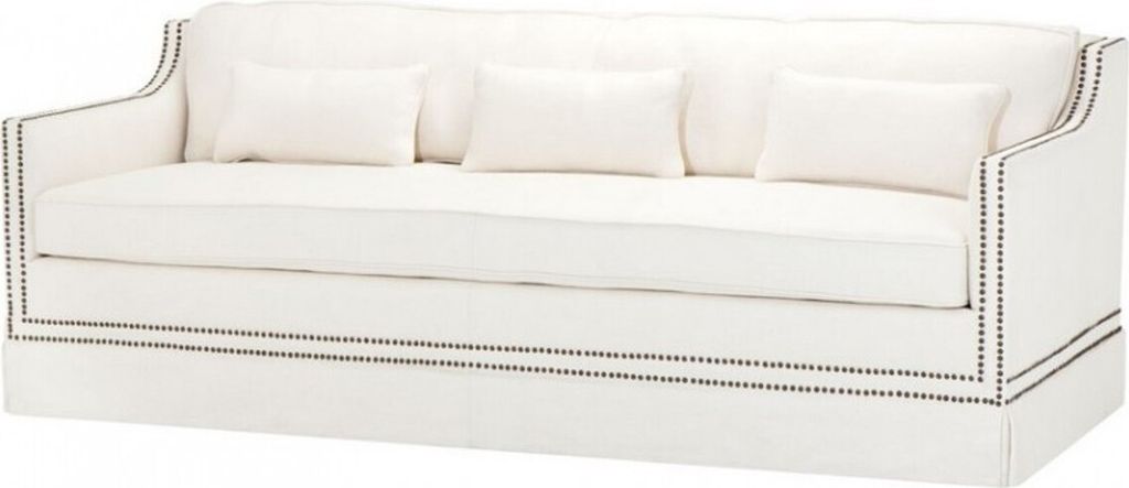 Casa Padrino Luxus Belle Epoche Sofa Creme Weiß Leinen - Jugendstil Art Deco - Luxury Collection