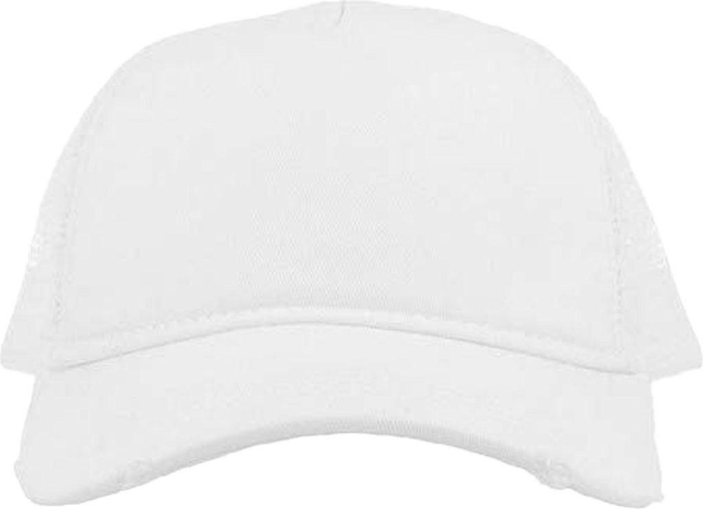 Atlantis Rapper Trucker-Kappe mit 5 Paneelen, Used-Look (2 Stück/Packung) AB419 (Einheitsgröße) (Weiß/Weiß)