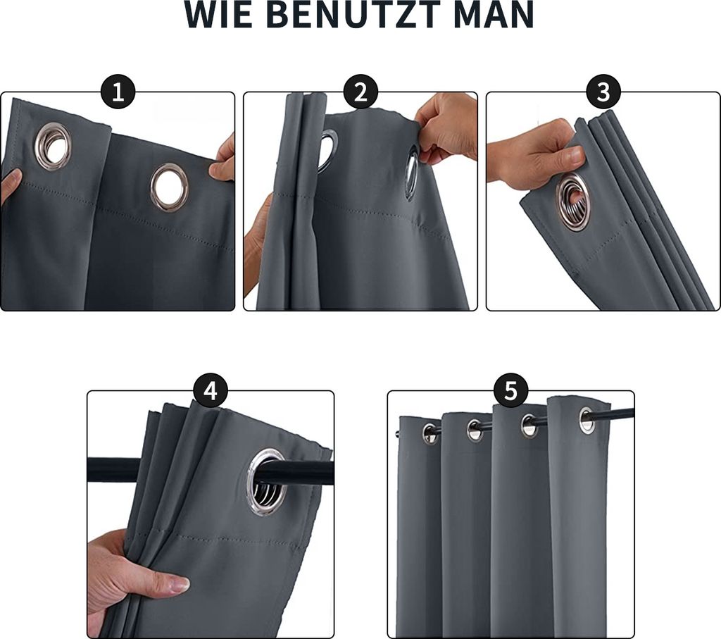 2er-Set Raumteiler Gardinen Vorhänge Blickdicht Vorhang Produktbild 7