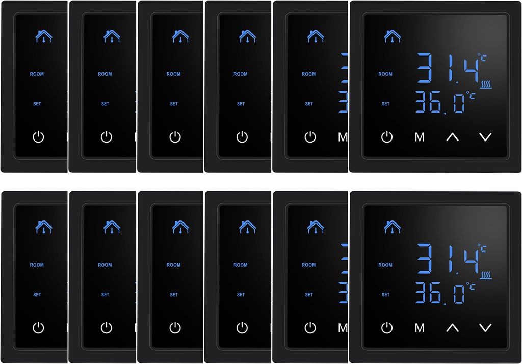 12X Smart Thermostat 16A Raumthermostat elektrische Heizungssteuerung Fußbodenheizung, mit LED-Touchscreen, für zu Hause Büros Einkaufszentren H...