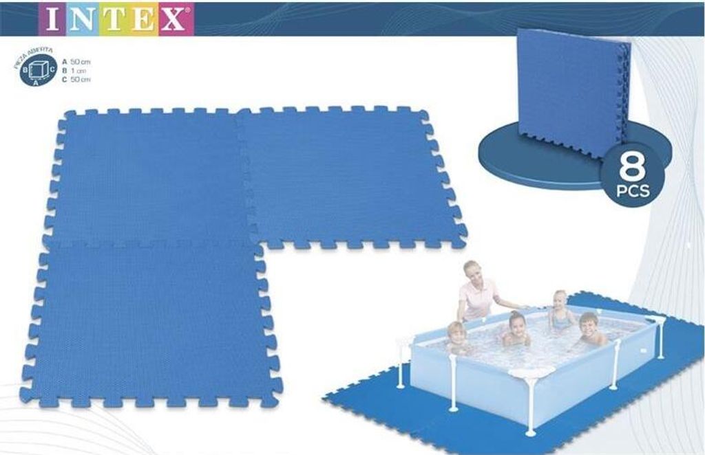 W'eau Pool Bodenschutzfliesen Set Blau 50x50x1 cm 8 Stück Produktbild 
