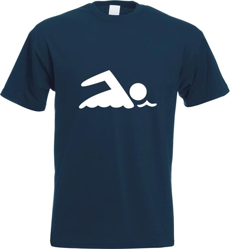 Kiwistar - T-Shirt - Navy - Schwimmer Motiv Bedruckt Funshirt Design Print - mit Motiv Bedruckt - Funshirt Design - Sport - Freizeit - Herren - L
