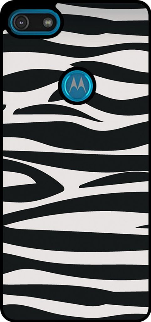 Smartphonica Handytasche passend für Motorola Moto E6 Play mit Zebradruck - TPU Rückseite Abdeckung Fall Zebra-Design - Schwarz Weiß
