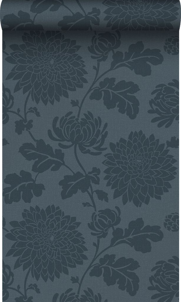 Origin Wallcoverings Tapete Blumen Dunkelblau 50 x 900 cm