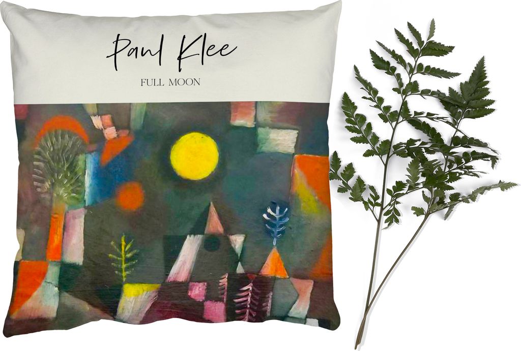 MuchoWow Zierkissen Sofakissen Wohnzimmer Dekokissen 40x40 cm Paul Klee - Vollmond - Kunst - Foto Kissen - Schlafzimmer Dekoration