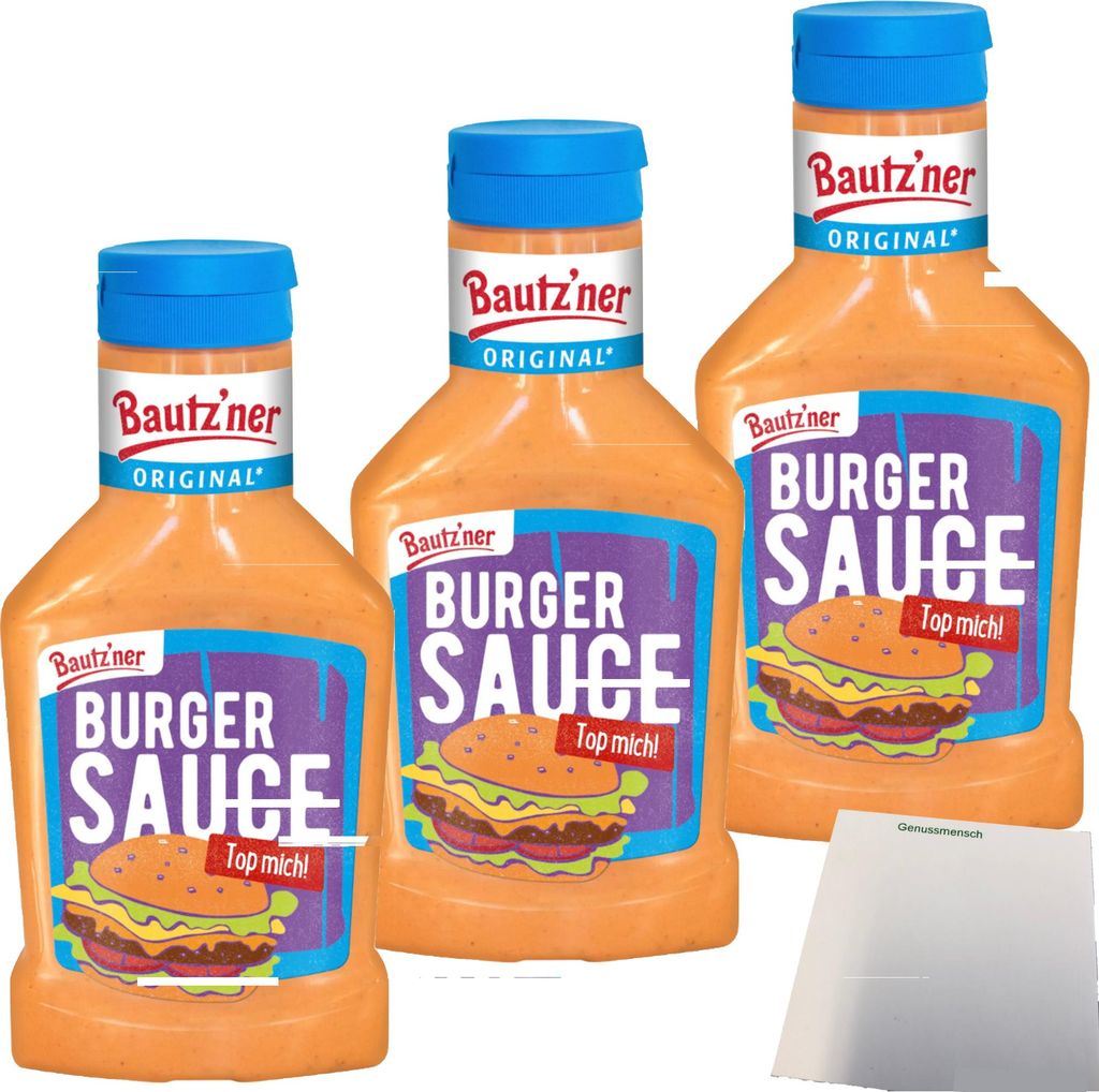 Bautzner Burger Sauce 3er Pack (3x300ml Flasche) + usy Block