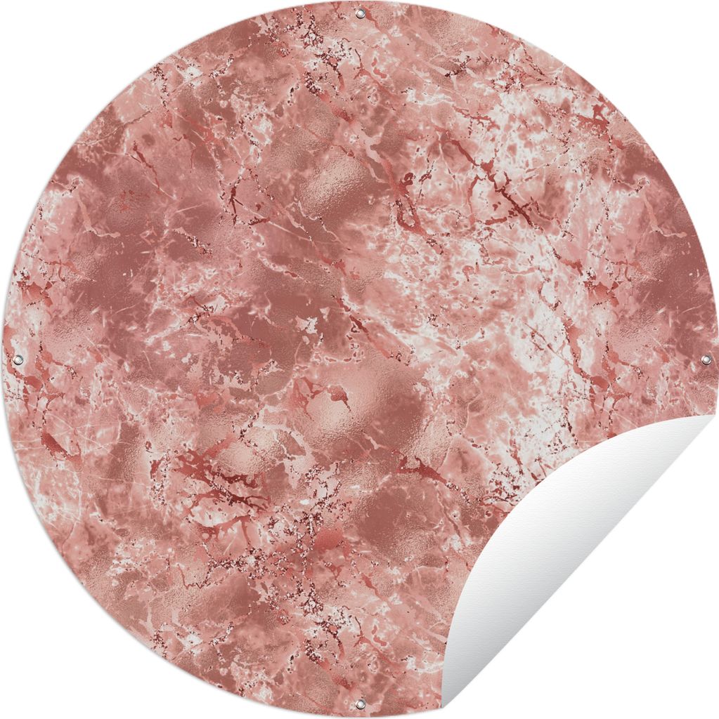MuchoWow Gartenposter Outdoor-Poster Rund Rosa - Marmor - Edelsteine - Luxus Ø 60 cm Gartendeko Rundes Poster draußen