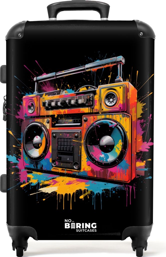 NoBoringSuitcases.com Großer Koffer - Radio mit bunter Farbe - Kombinationsschloss TSA - Hartschalen Trolley 4 Rollen - 72 liter - Reisekoffer -...
