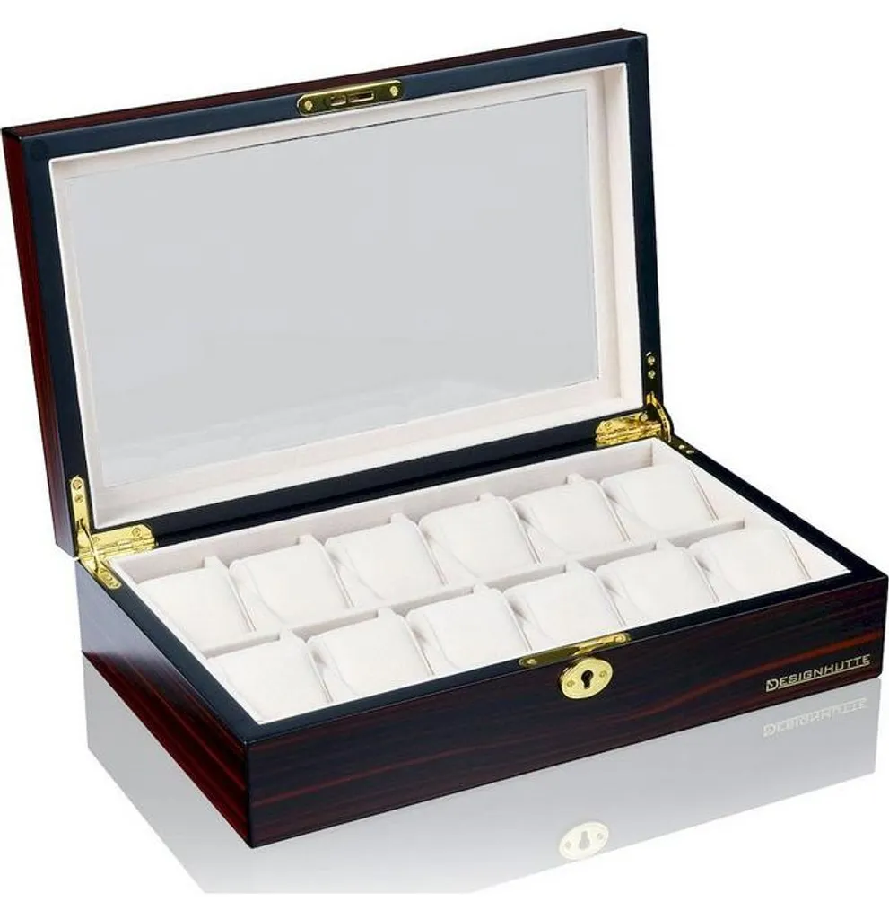 Coffret de rangement pour 12 montres Designhütte Auckland en bois noir