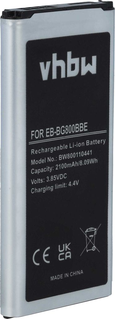 vhbw Akku kompatibel mit Samsung Galaxy SM-G800H, SM-G800F, S5 Neo, S5 Mini, SM-G800, S5 Dx Handy Smartphone Telefon (2100 mAh, 3,8 V, Li-Ion)