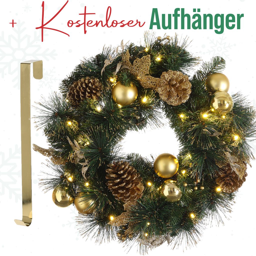 MeisterHome ® Künstlicher Weihnachtskranz Adventskranz für Produktbild 1
