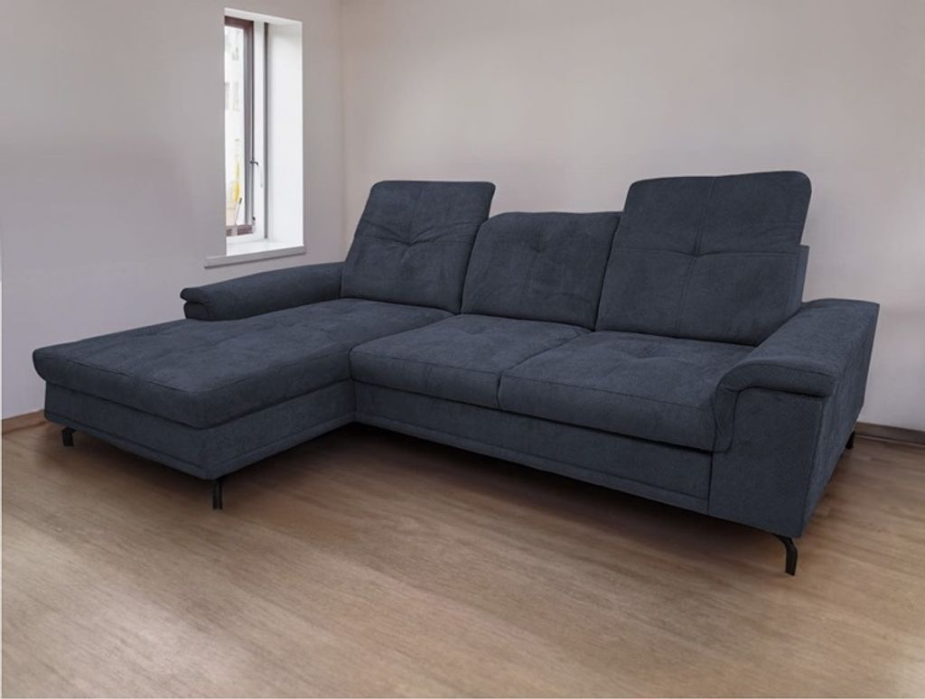 Ecksofa BRITTA L - Wohnlandschaft Polstersofa Polstercouch - LINKE SEITE (Dunkelblau - MIL 17713)