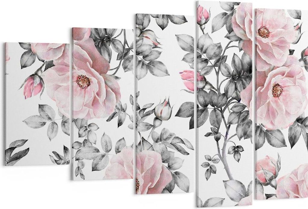 Bild auf Leinwand - Leinwandbild - Blumen Blätter Pflanze Rose - 150x100cm - Wand Bild - Wanddeko - Leinwanddruck - Bilder - Kunstdruck - Wanddeko...