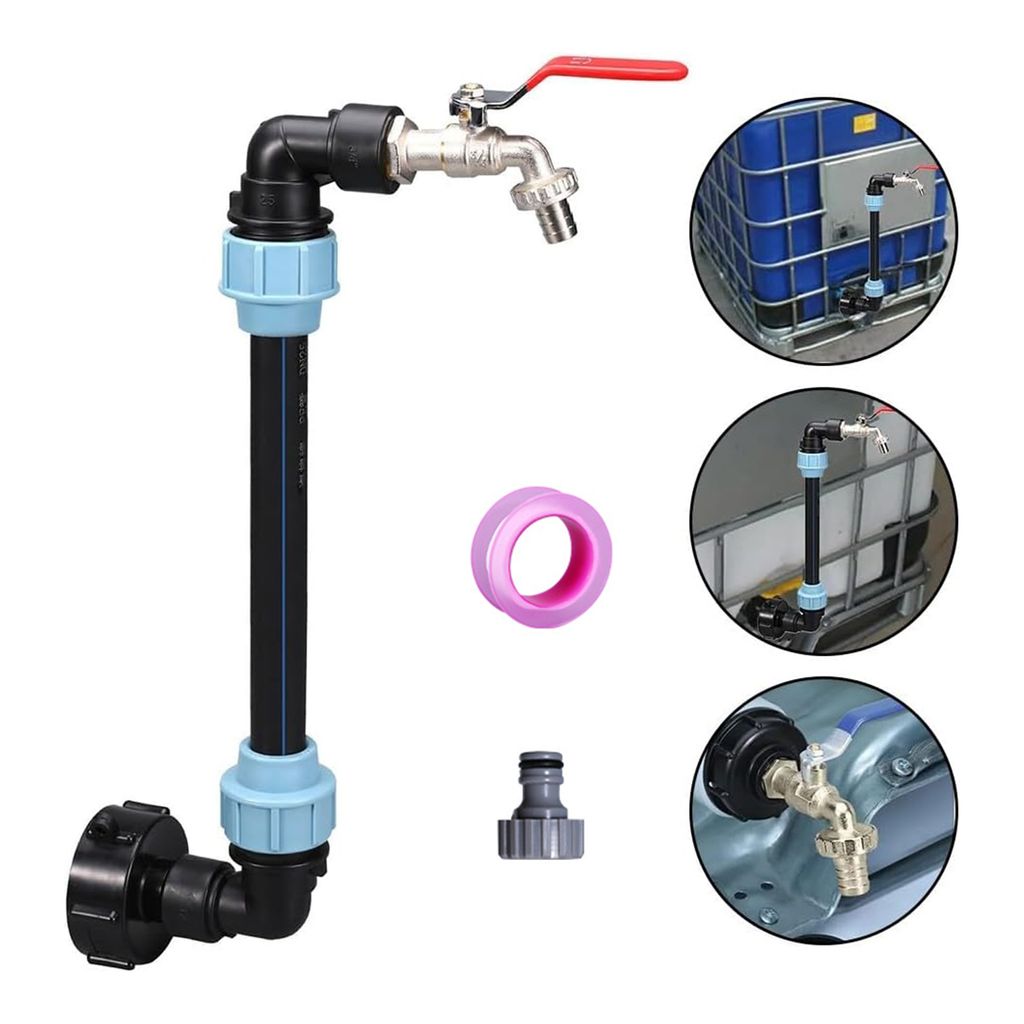 IBC Schwanenhals 1/2" Auslaufhahn, IBC Tank Zubehör, S60x6 Wasserhahn Absperrhahn, IBC Tank Zubehör, für Regentonne, Tank, Regenfass