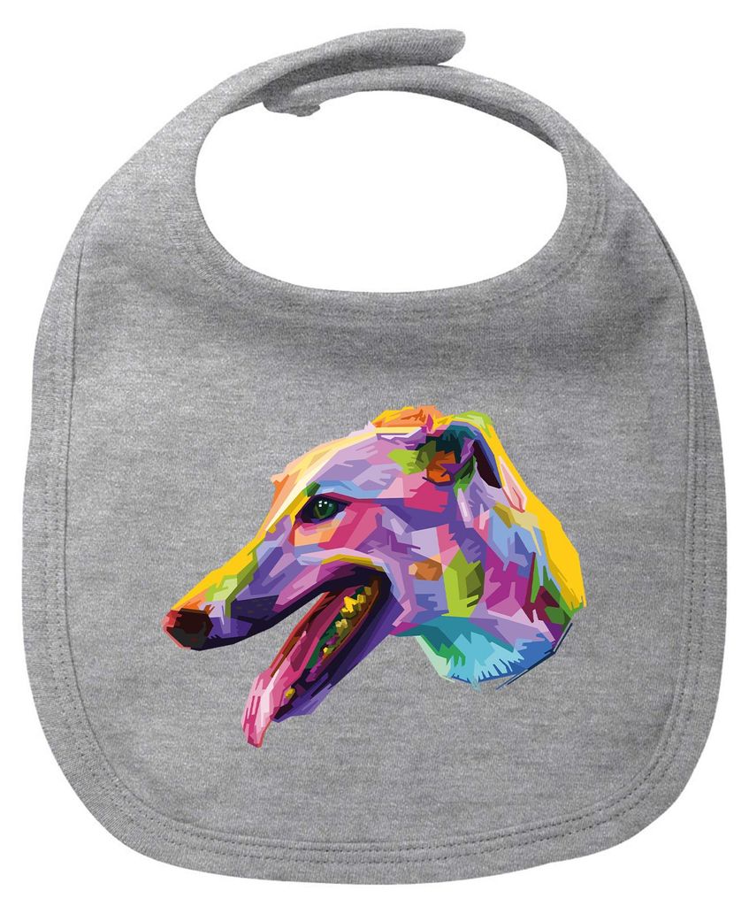 Huuraa Baby Lätzchen Greyhound Colorful Heather Grey Klettverschluss Baumwolle Latz Geschenkidee