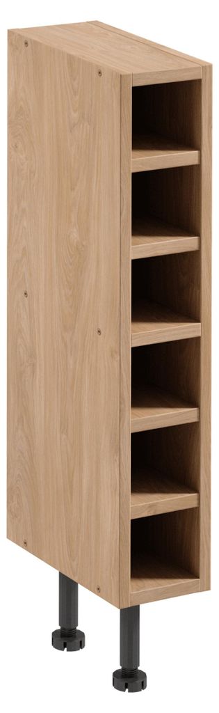 Meuble bas ouvert SALERNO - largeur 15 cm, chêne Image du produit 