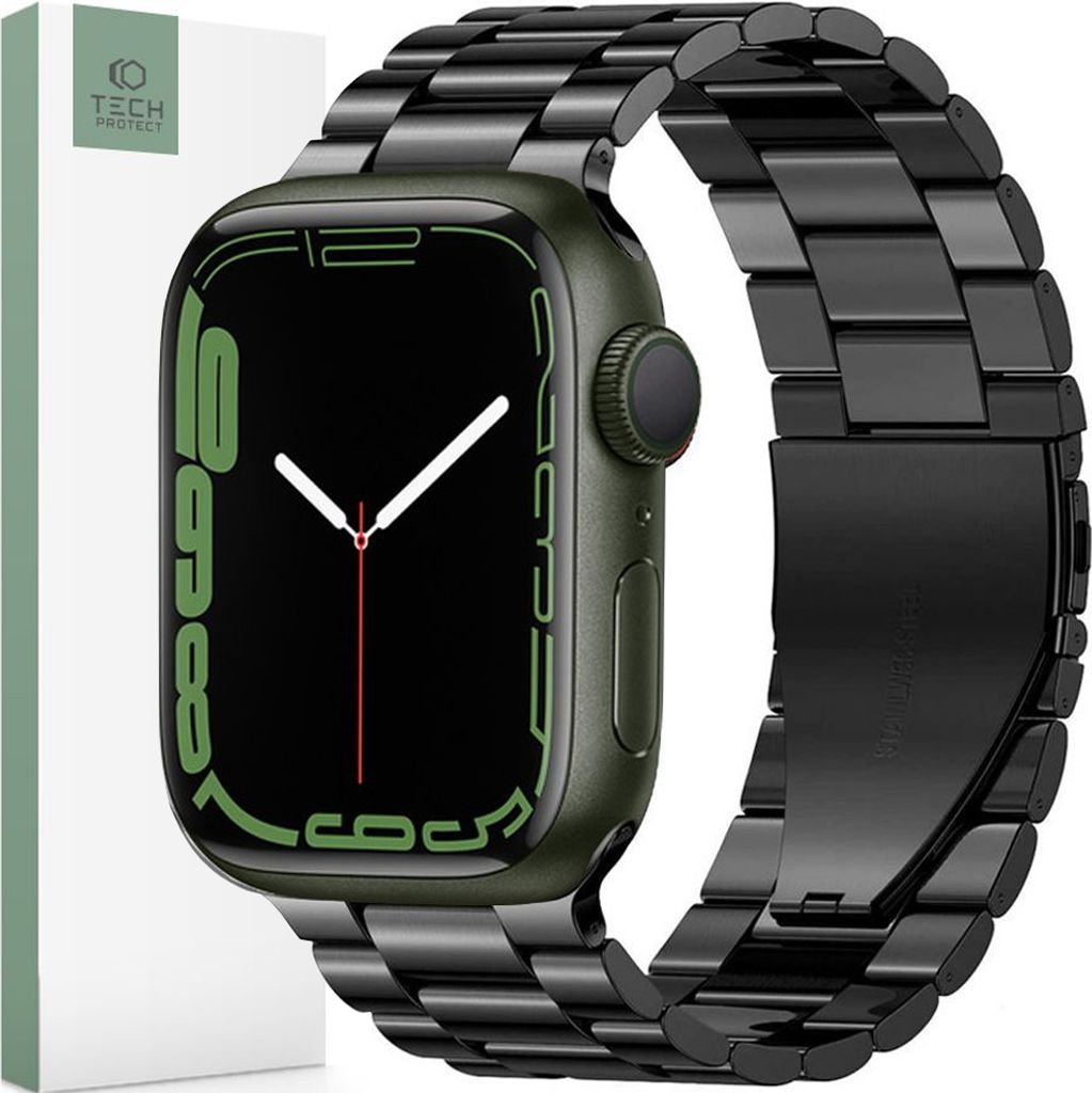Tech-Protect Edelstahl Apple Watch 4 / 5 / 6 / 7 / 8 / 9 / Se / Ultra 1 / 2 (42 / 44 / 45 / 49 Mm) Schwarz