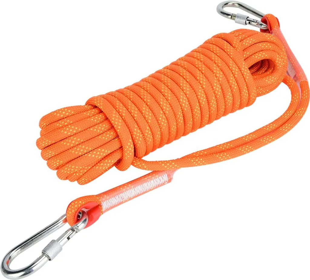 Corde d'escalade robuste 10 mm orange 50 m avec gaine anti-abrasion