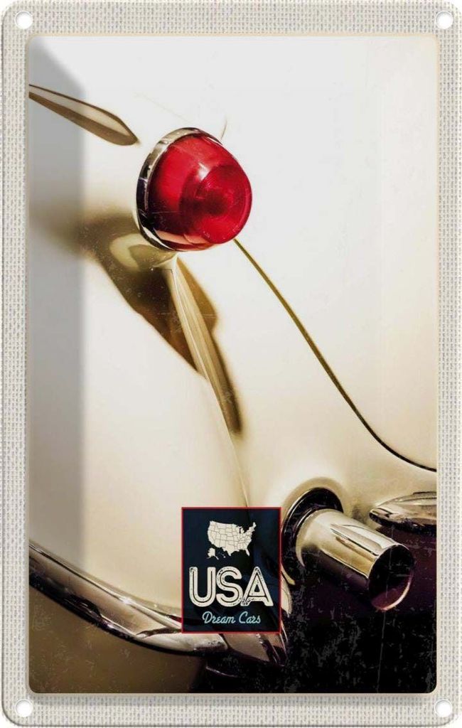 vianmo Blechschild 18x12 cm Amerika Oldtimer Urlaub weiß Bildmotiv Reisemotiv Abenteuer Reisen USA
