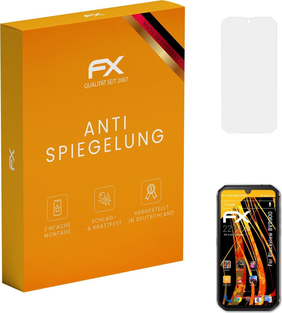 atFoliX FX-Antireflex 3x Schutzfolie kompatibel mit Blackview BV9900 Displayfolie