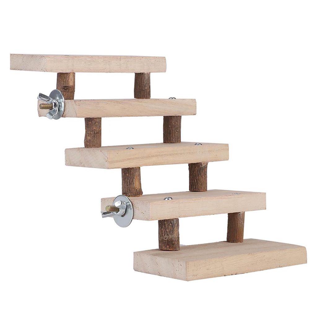 5-Etagen Kleintier Leiter, Naturholz Kletterleiter für Käfig, Spielzeug für Hamster, Vögel, Nager