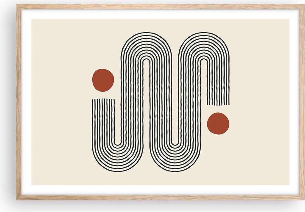Gerahmtes Poster - Rahmen in heller Eiche - Minimalistisch Modern Abstraktion - 91,5x61 cm - Wand Bild - Wanddeko - Wandbilder - Kunstposter - Wand...