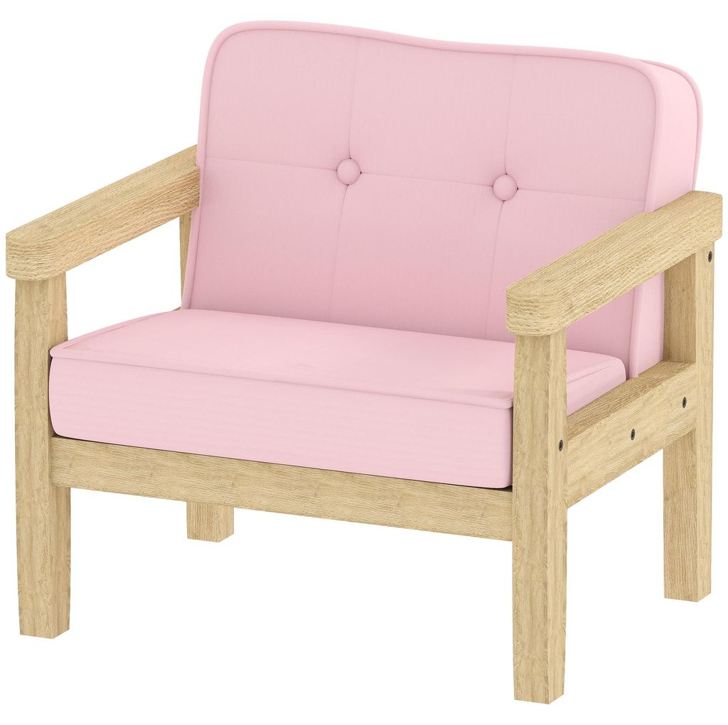 AIYAPLAY kinderfauteuil, bekleed kinderbankje met houten Productafbeelding 