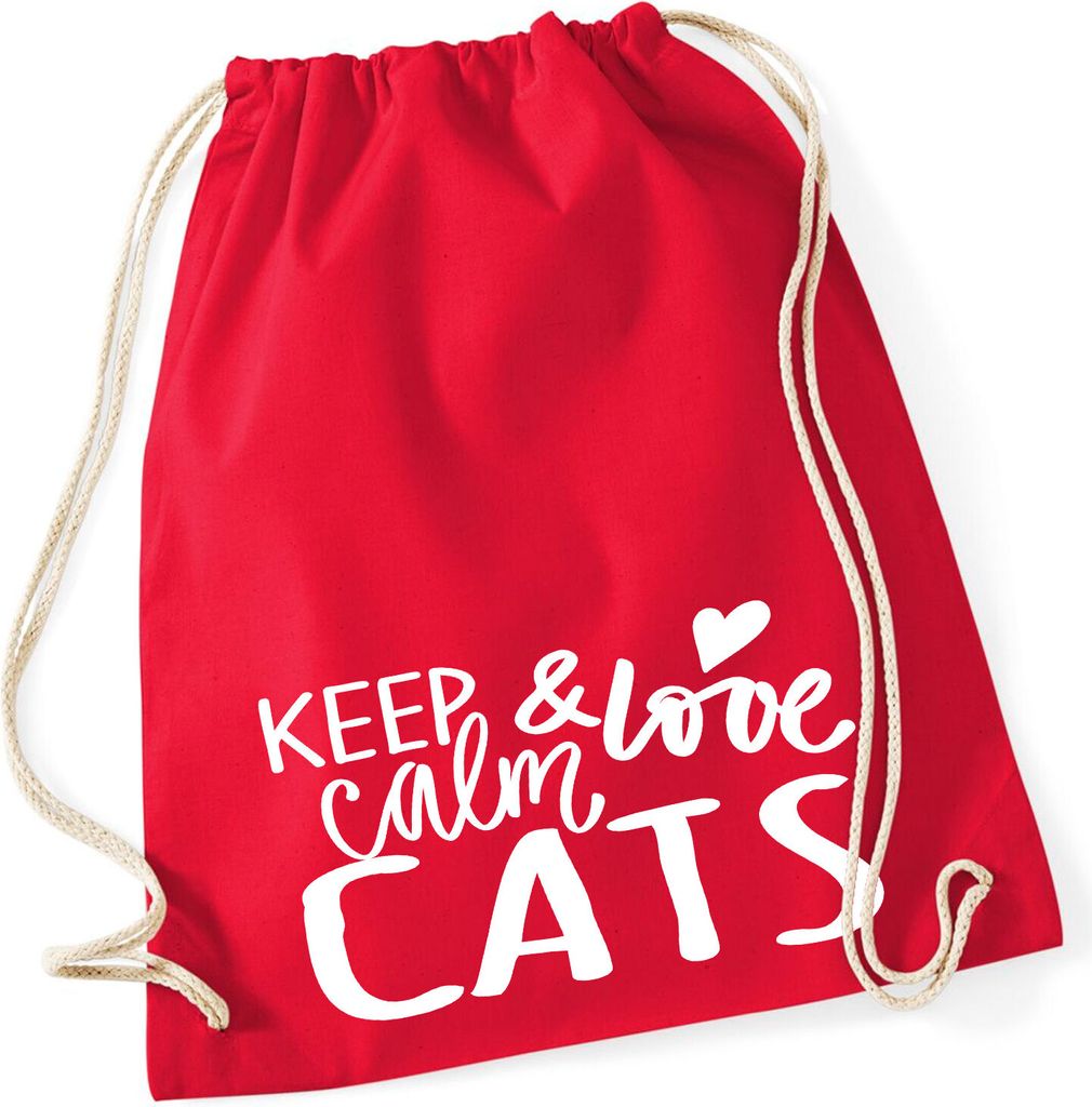 Huuraa Turnbeutel Keep calm and love Cats 12 Liter Classic Produktbild 