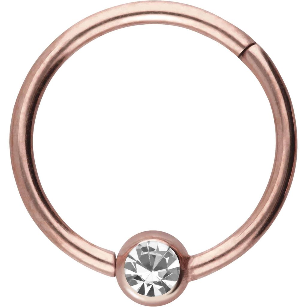 Ohrpiercing, Nasenpiercing, Septum Piercing Titan Segmentring Clicker KRISTALL RoséGold Innendurchmesser: 9mm + Stabstärke: 1mm