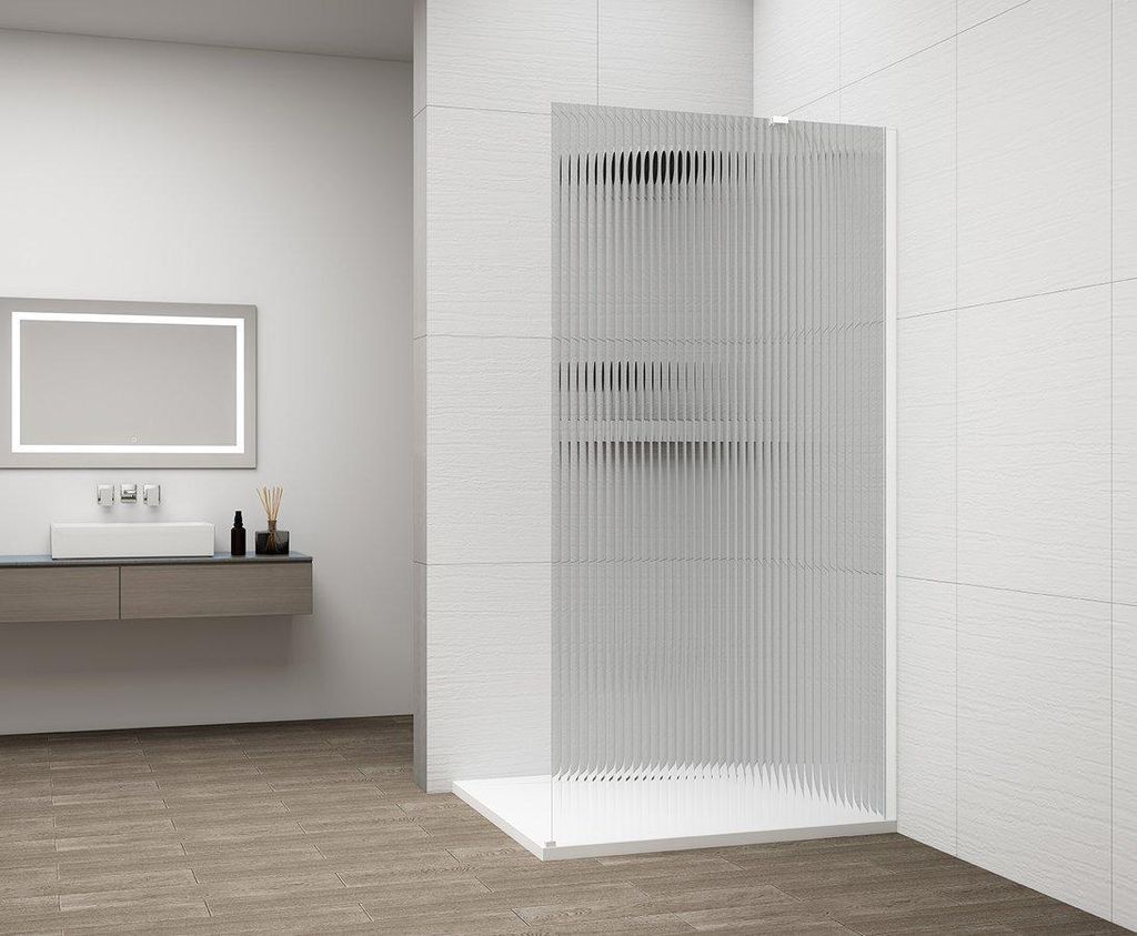 Polysan ESCA WHITE MATT Dusch-Glasteil, Wandmontage, Glas Flute, 1200 mm