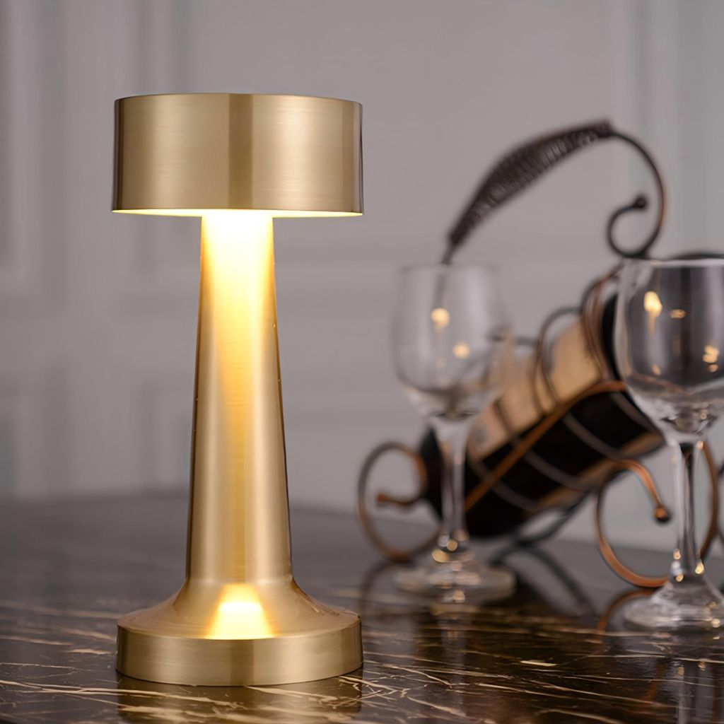LED Nachtlichter, Tischlampe Kabellos, Touch Dimmbar Moderne lampe, Touch Steuerung Augenschutz Leselampe, Gold