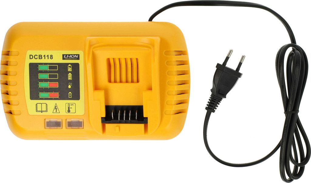 vhbw Schnellladegerät kompatibel mit Dewalt DCE089D1R-QW, DCE089, DCE089D1G-QW, DCE088D1R-QW, DCE088LR-XJ, DCE088, DCE088D1G-QW Werkzeug Akkus, 176 W