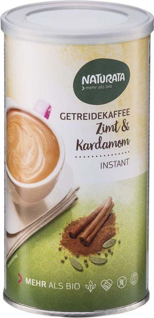 A can of Naturata Getreidekaffee Zimt & Kardamom instant coffee.