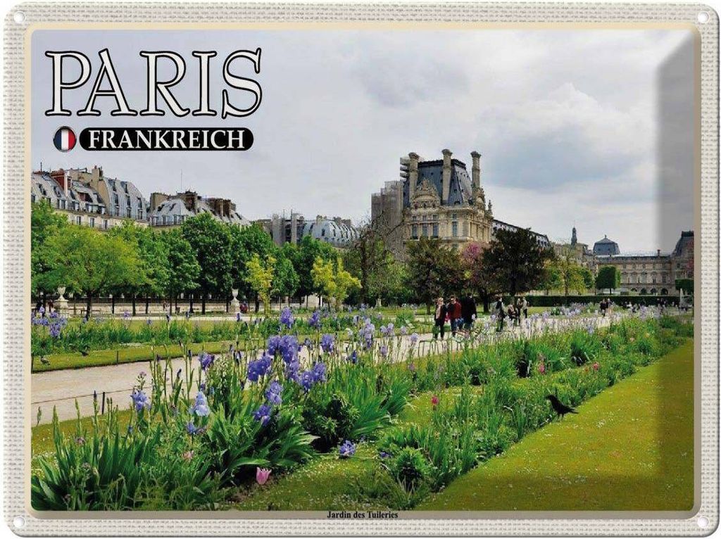 vianmo Blechschild 30x40 cm Paris Frankreich Jardin des Tuileries Park Abenteuer Reisen Urlaub