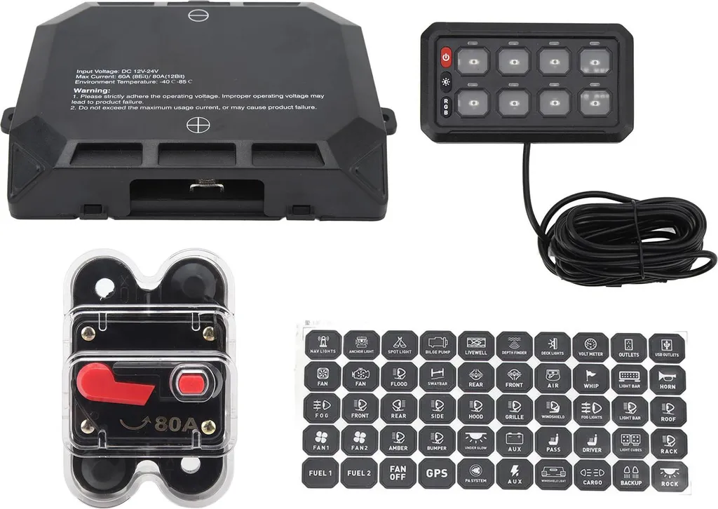 Boîtier de commande 8 circuits avec éclairage RVB pour Quad et UTV 12V - 4
