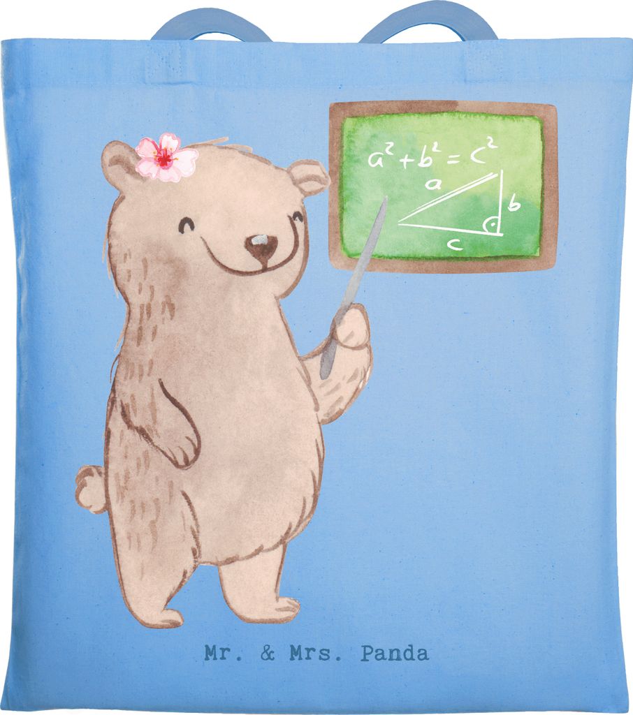 Mr. & Mrs. Panda Uni Tasche Nachhilfelehrer Mathe Herz - Sky Blue - Geschenk, Mathematik, dokumententasche, Nachhilfeunterrricht, Nachhilfe, Shoppi...
