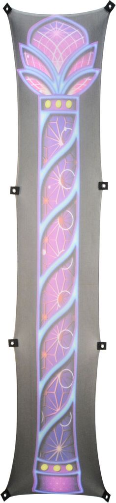 PSYWORK Schwarzlicht Segel Mesh Elasthan Säule "Neon Sacred Church", 2,55x0,65m
