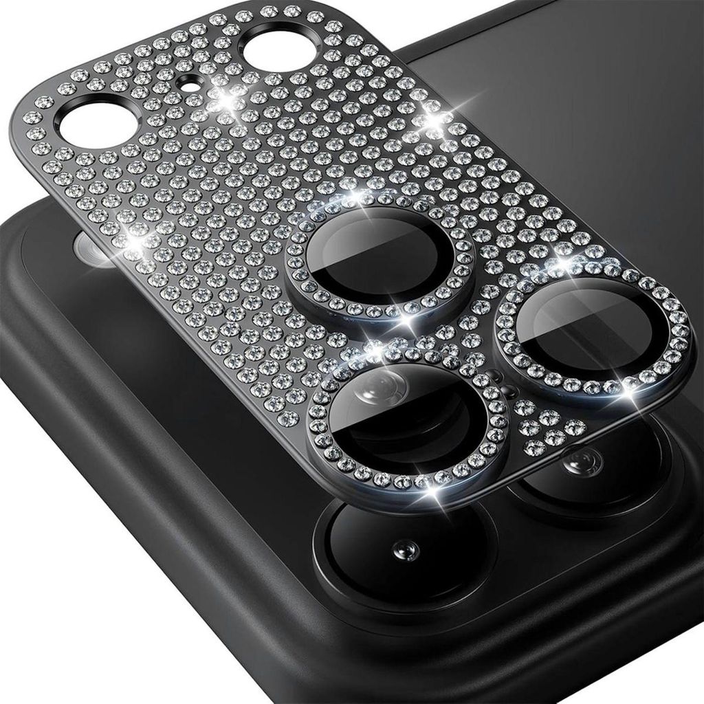 Kamera Schutzglas für Apple iPhone 17 Pro Max Metall mit Diamant Optik Schwarz