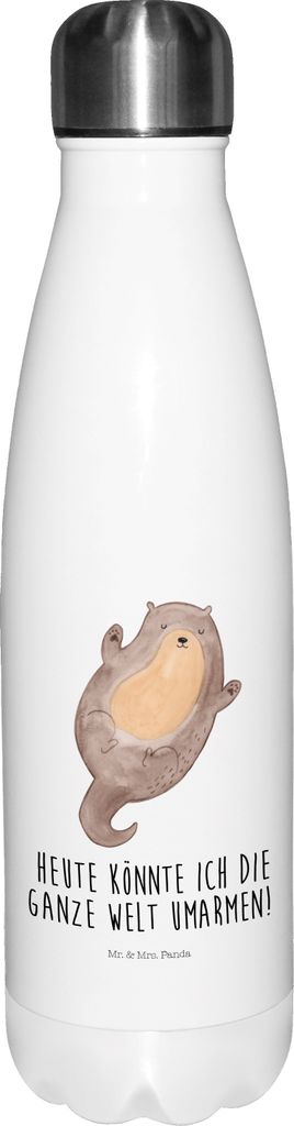 Mr. & Mrs. Panda Thermos Otter Umarmen - Weiß - Geschenk, thermo trinkflasche, Seeotter See, trinkflaschen, Wasserflasche, Optimistisch, Hallo, gl...