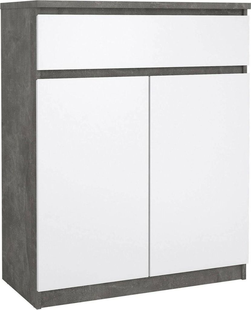Dmora Sideboard Julienne 80,4x40x100,4 cm Grau, 3 Böden, 1 Schublade