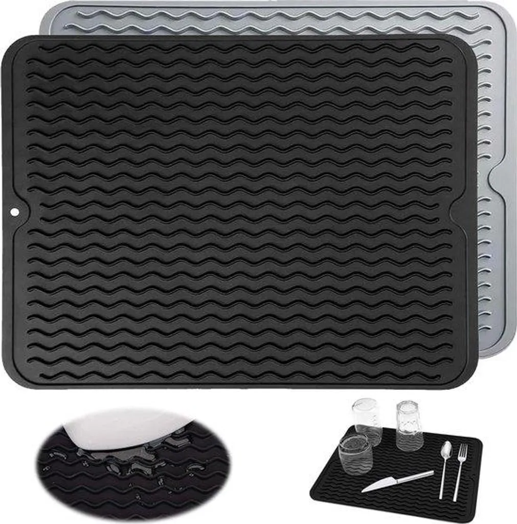 Fini l'eau sur le comptoir : tapis d'égouttage silicone 40x30 étanche