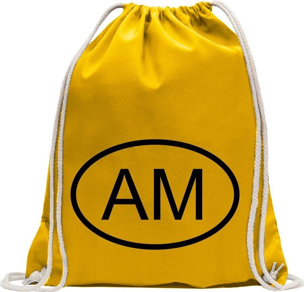 Kiwistar - Turnbeutel - gelb - Armenien AM - Fun Rucksack Sport Beutel Gymsack Baumwolle mit Ziehgurt