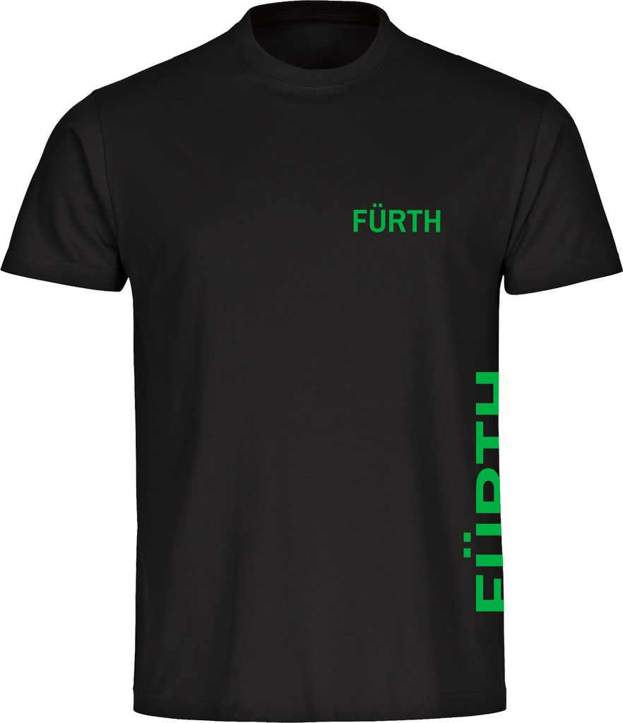 multifanshop Kinder T-Shirt - Fürth - Brust & Seite, schwarz, Größe 128