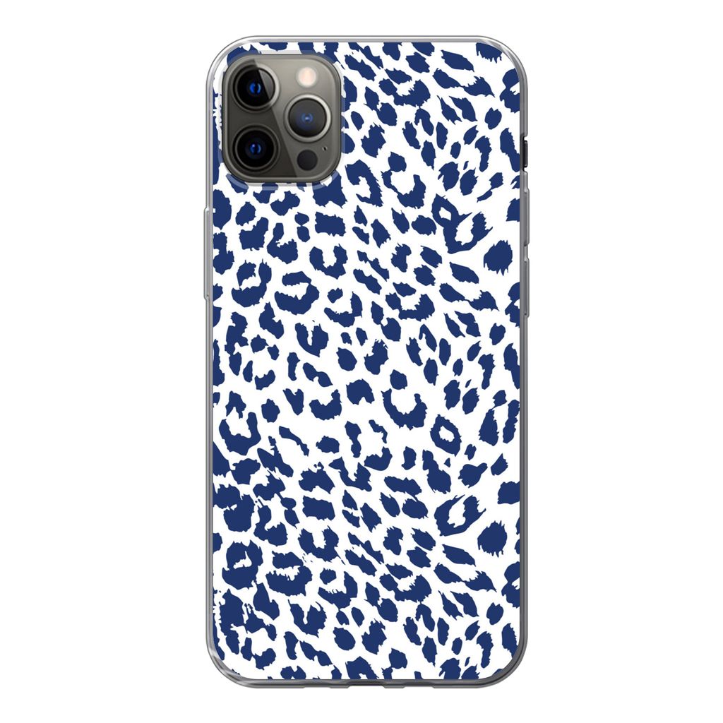 MuchoWow Handyhülle Schutzhülle Hülle für iPhone 12 Pro Max Panther Druck - Blau - Abstrakt Silikon Softcase Handy Hülle - Hartschale