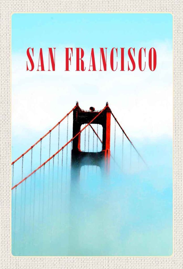 vianmo Holzschild 30x20 cm San Francisco Brücke Himmel blau Bildmotiv Reisemotiv Abenteuer Reisen
